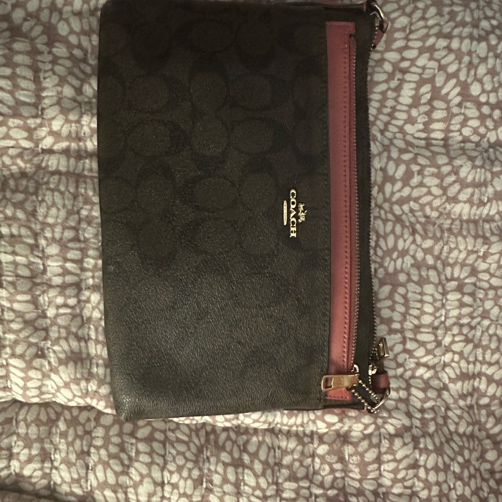 Coach Signature Brown and Pink Crossbody